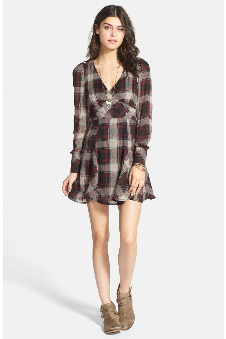 'Teen Spirit' Plaid Minidress, Alternate, color, WASHED BLACK COMBO