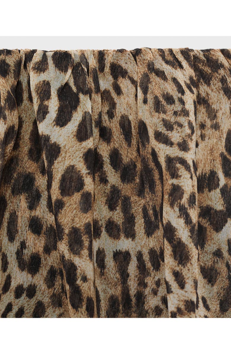 MANGO Leopard Print Strapless Top, Alternate, color, Brown