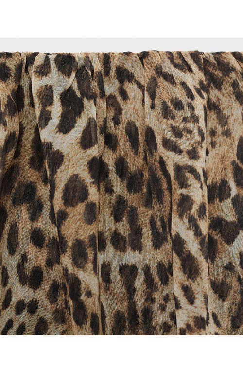 Mango Leopard Print Strapless Top In Brown