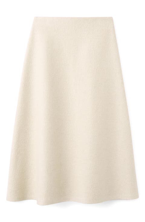 Penny A-Line Wool Blend Midi Skirt