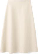 MANGO Penny A-Line Wool Blend Midi Skirt