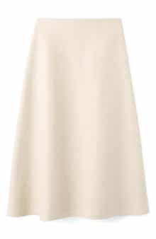 MANGO Penny A-Line Wool Blend Midi Skirt