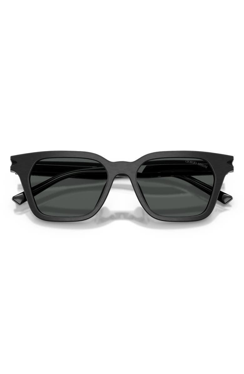 ARMANI 52mm Square Sunglasses, Alternate, color, Brushed Black / Dark Grey