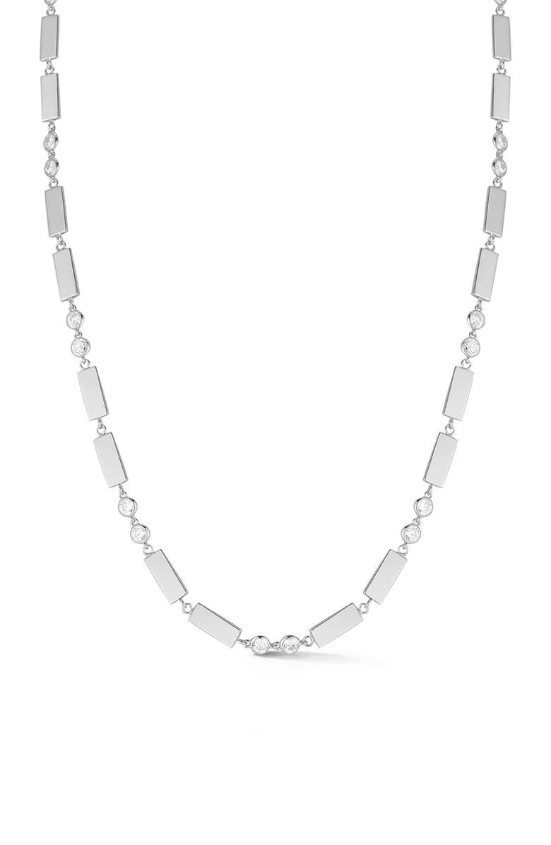 CHLOE AND MADISON 14K Gold Plate Sterling Silver CZ Station Chain Choker Necklace, Main, color, 