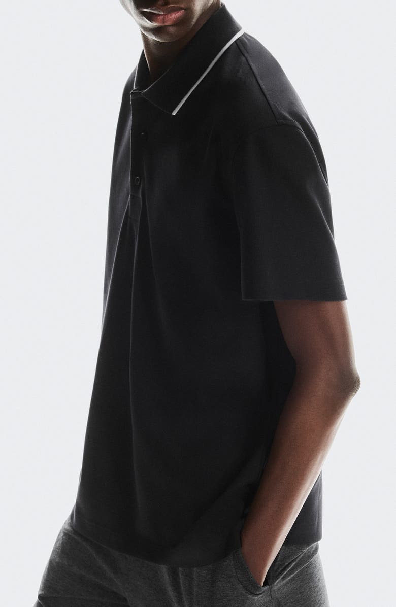On Courtside Tipped Piqué Polo, Alternate, color, Black