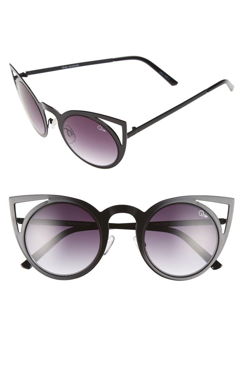 Australia 'Invader' 50mm Cat Eye Sunglasses, Main, color, BLACK/ SMOKE LENS