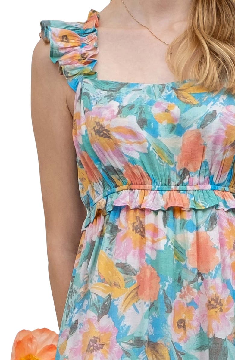 Blu Pepper Floral Midi Sundress, Alternate, color, Aqua Multi