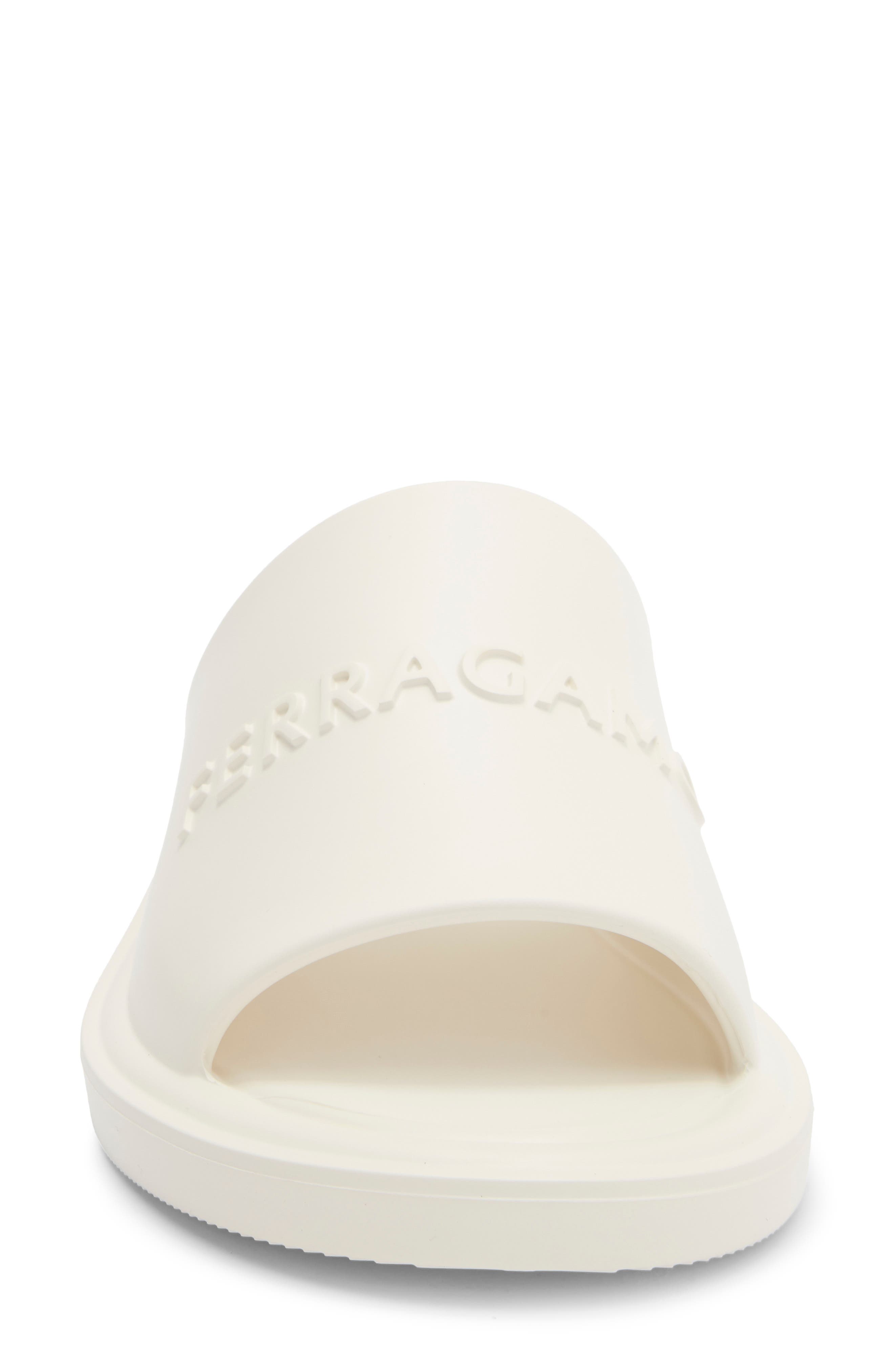 FERRAGAMO Giuneva Logo Slide Sandal, Alternate, color, White