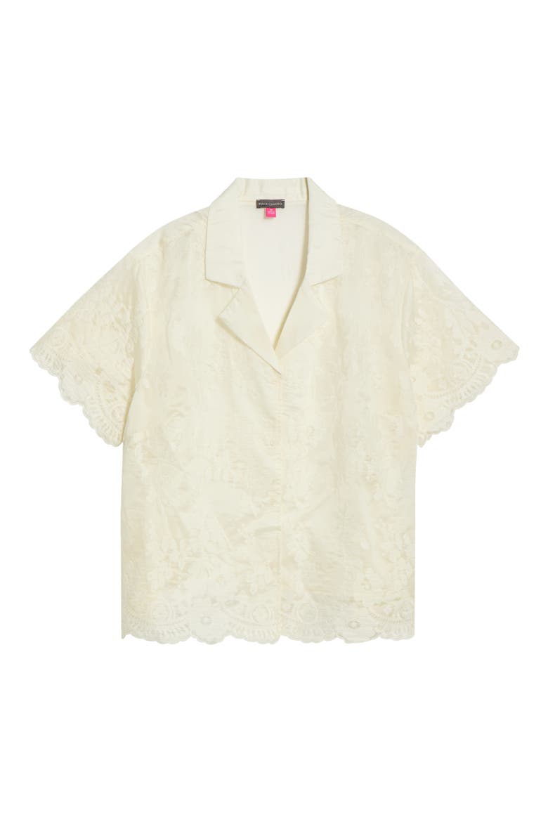 Scallop Hem Lace Button-Up Shirt, Alternate, color, NEW IVORY