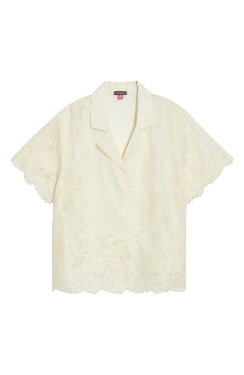 Vince Camuto Scallop Hem Lace Button-Up Shirt, Main, color, New Ivory
