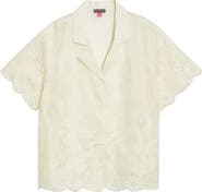 Vince Camuto Scallop Hem Lace Button-Up Shirt