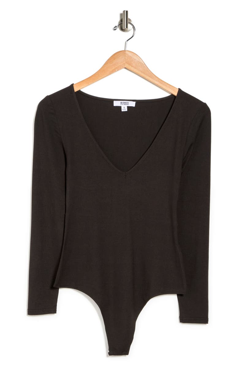 Steve Madden BB DAKOTA BY STEVE MADDEN Long Sleeve V-Neck Bodysuit, Alternate, color, 