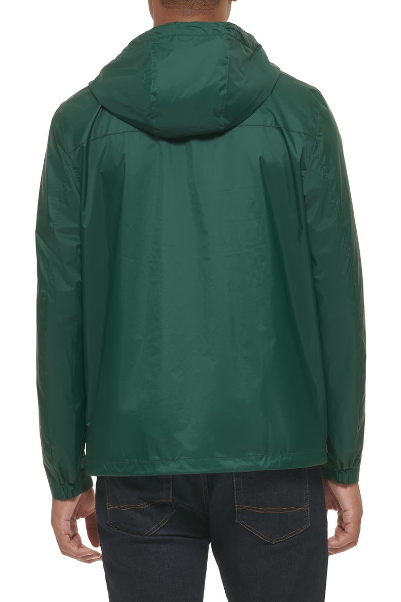 Nylon Hooded Quilted Rain Jacket, Alternate, color, PINE