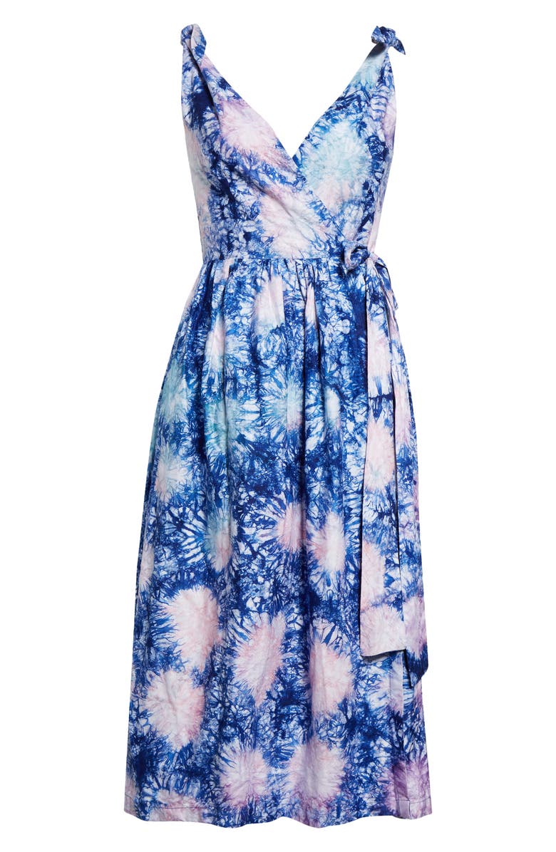 BUSAYO Funbi Tie Dye Cotton Midi Wrap Dress, Alternate, color, 