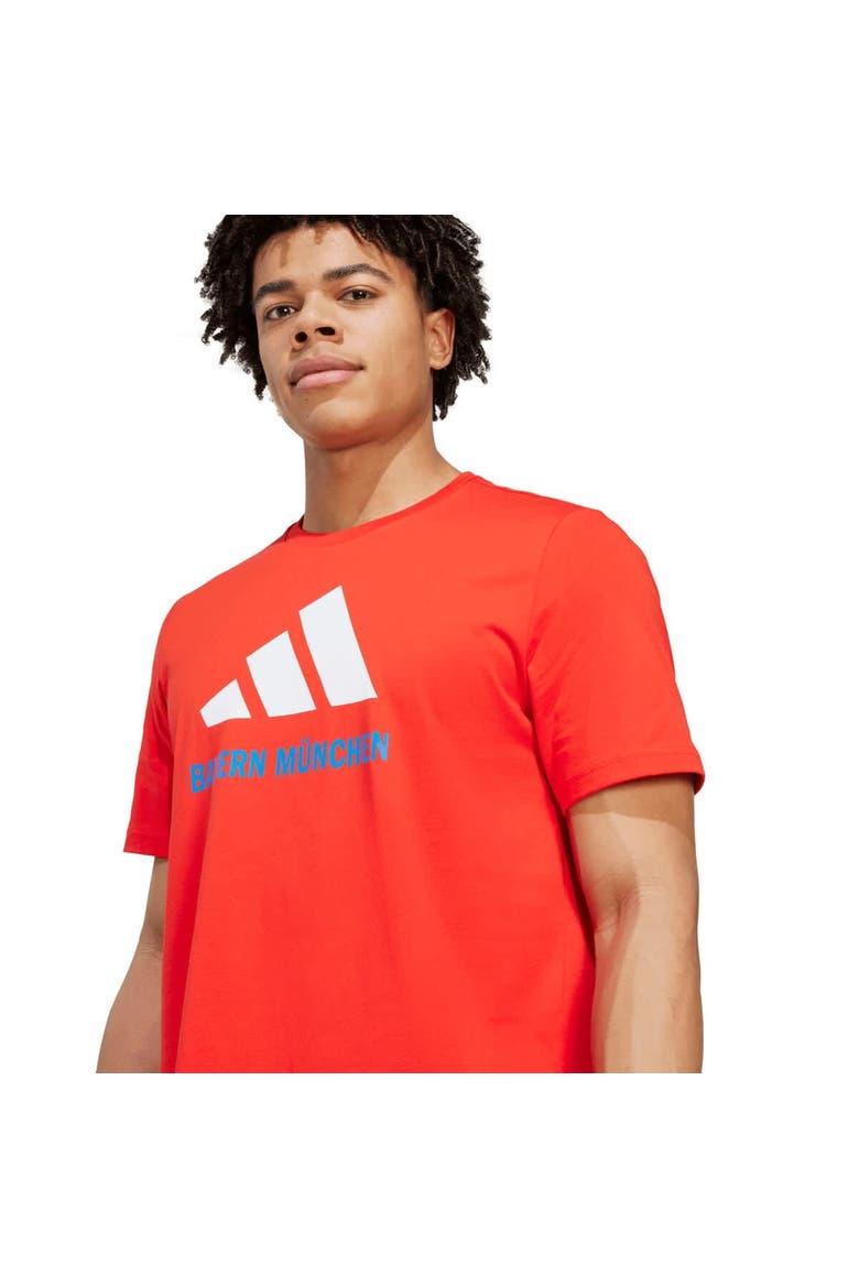 Men's adidas  Red Bayern Munich Three-Stripe Wordmark T-Shirt, Alternate, color, Red