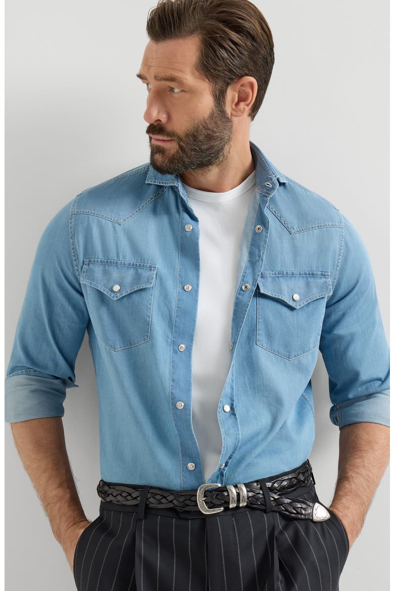 Shirt with snaps, Alternate, color, Light Blue Denim