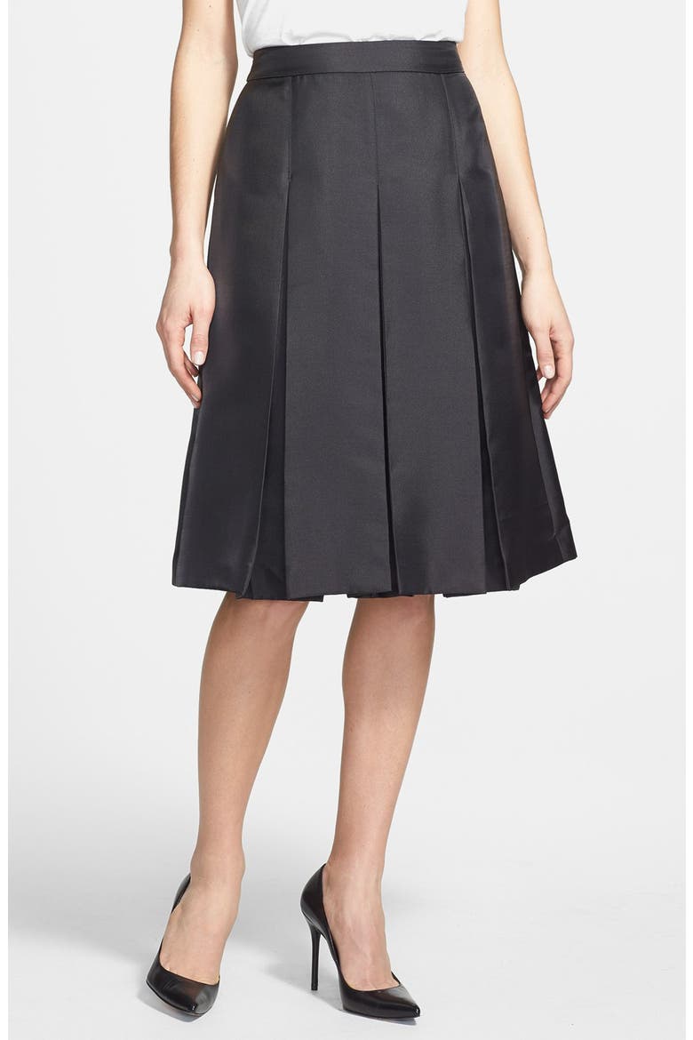 Pleat Midi Skirt, Main, color, BLACK