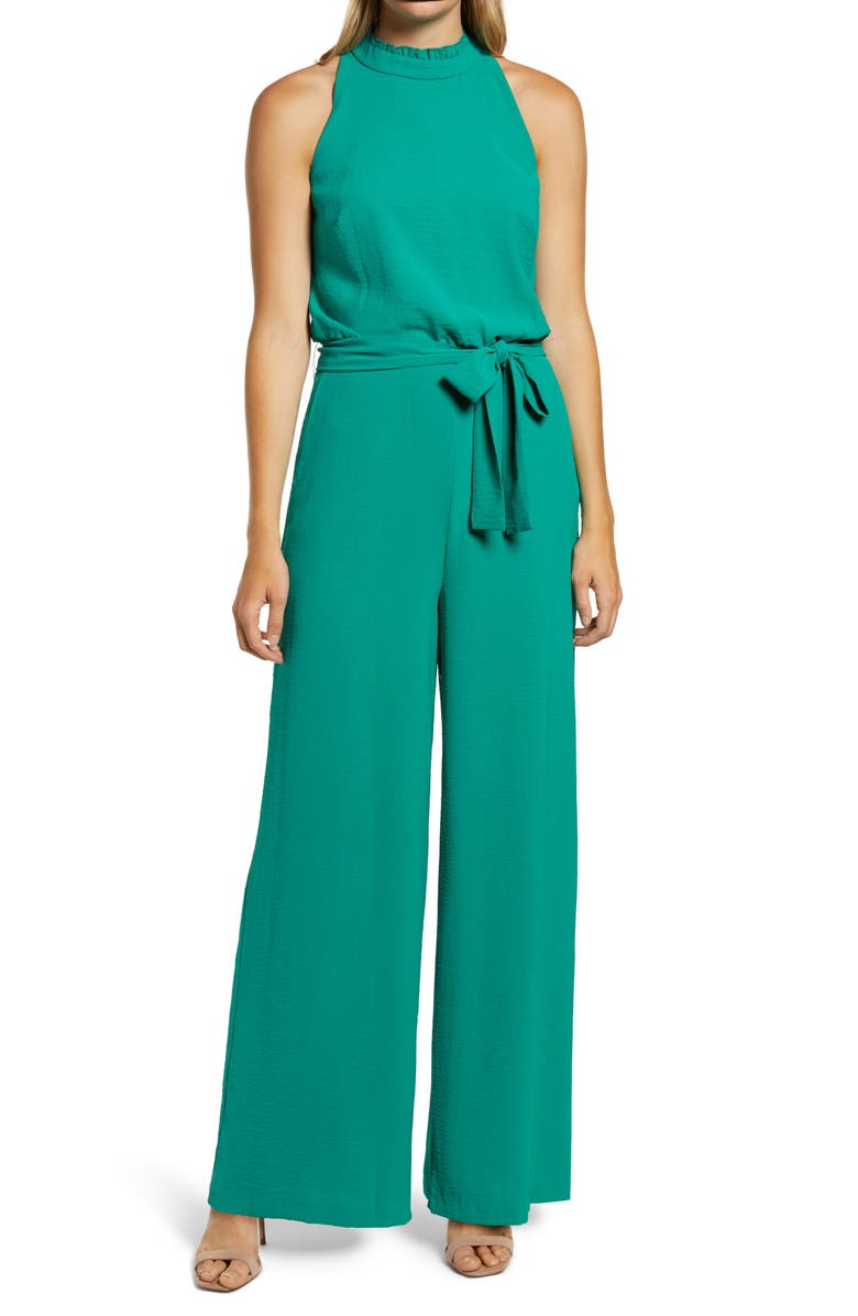 Vince Camuto Sleeveless Ruffle Neck Jumpsuit, Main, color, 
