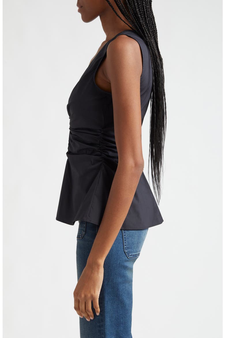 Aiden Center Ruched Stretch Cotton Top, Alternate, color, BLACK