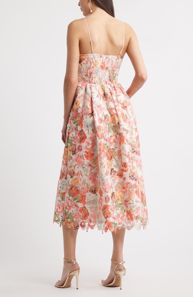 Chelsea28 Print Lace Sleeveless Midi Dress, Alternate, color, Pink Floral