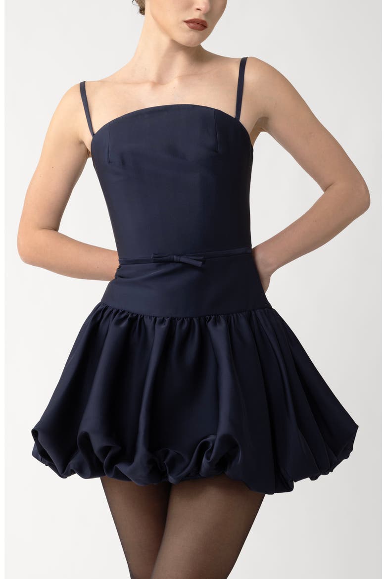 Maddie Bubble Hem Satin Cocktail Dress, Alternate, color, MIDNIGHT BLUE