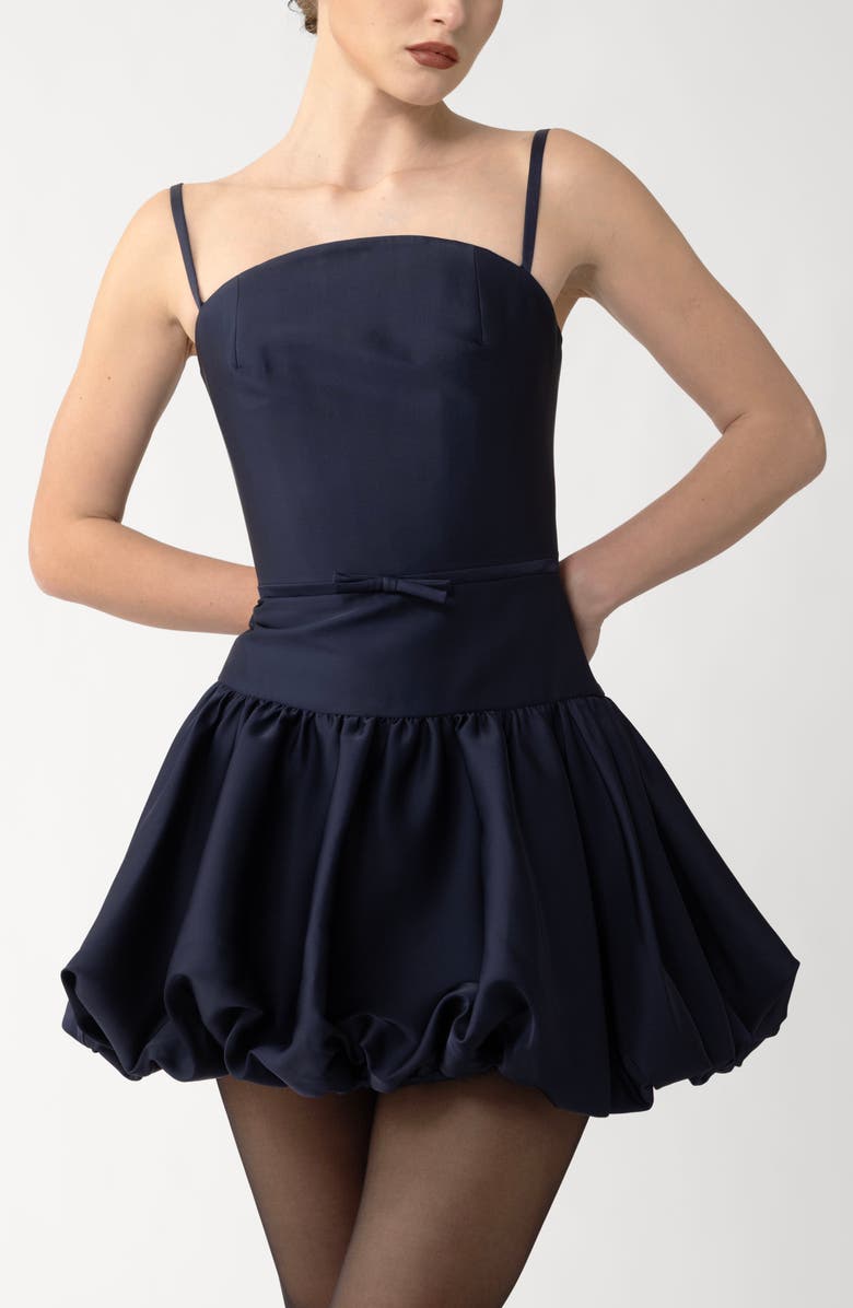 SAU LEE Maddie Bubble Hem Satin Cocktail Dress, Alternate, color, Midnight Blue