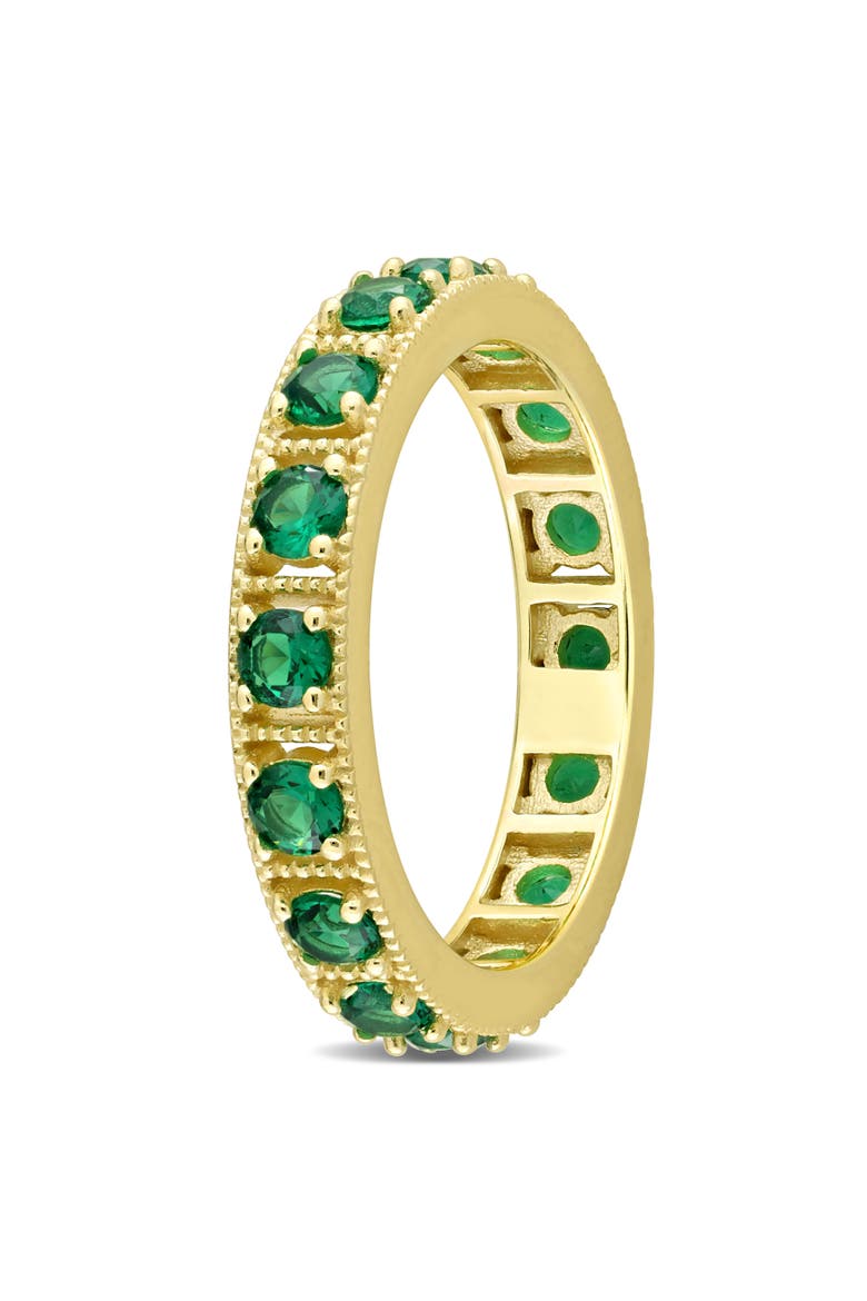 Cubic Zirconia Eternity Ring Sterling Silver, Alternate, color, Green CZ/Yellow-Plated