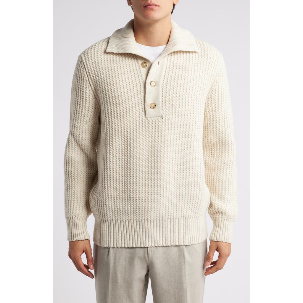 HUGO BOSS BOSS EXMAIMO HALF BUTTON VIRGIN WOOL SWEATER