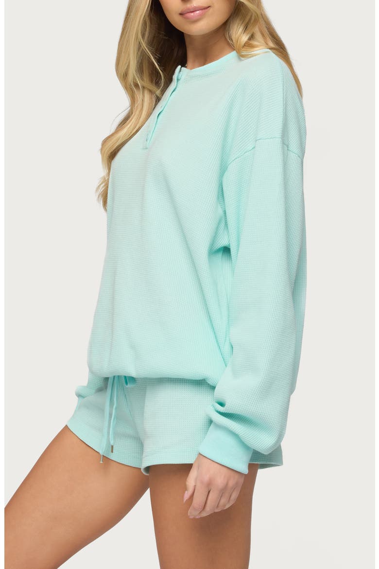 Baila Waffle Knit Henley, Alternate, color, AQUA