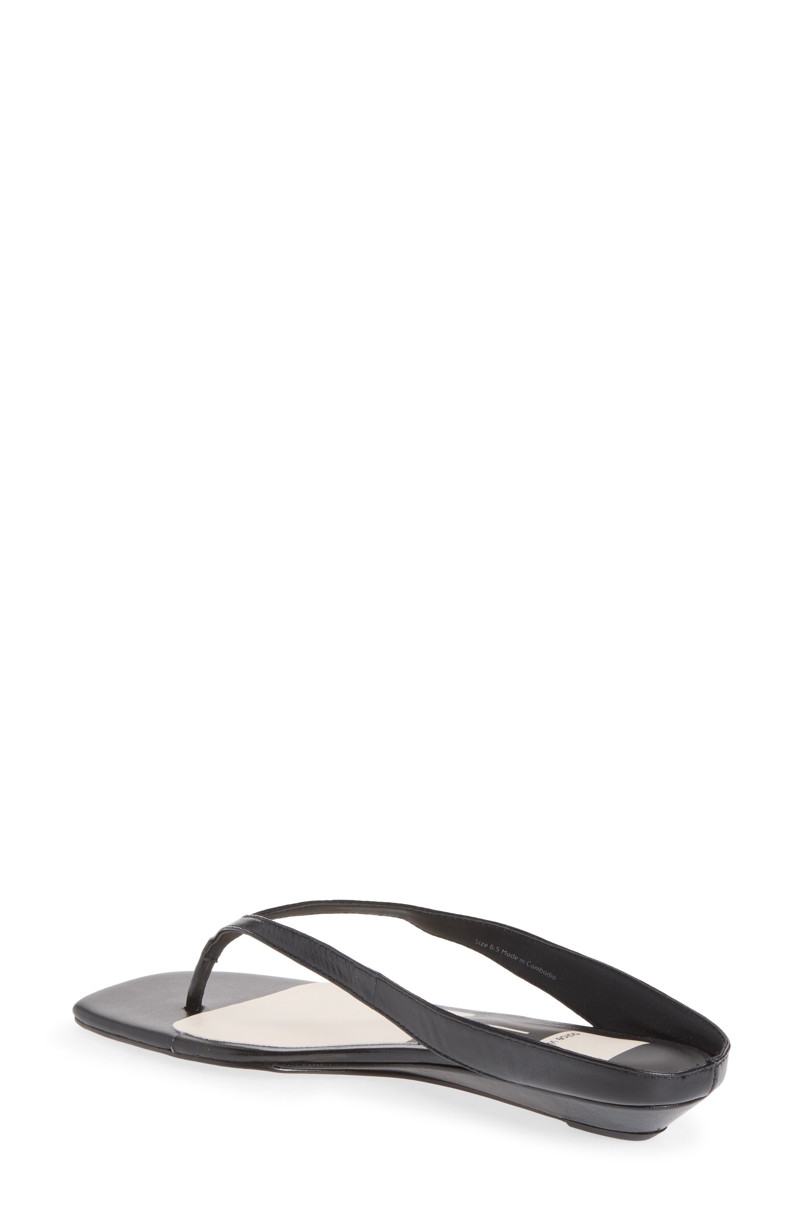 Gizel Wedge Thong Sandal, Alternate, color, BLACK LEATHER