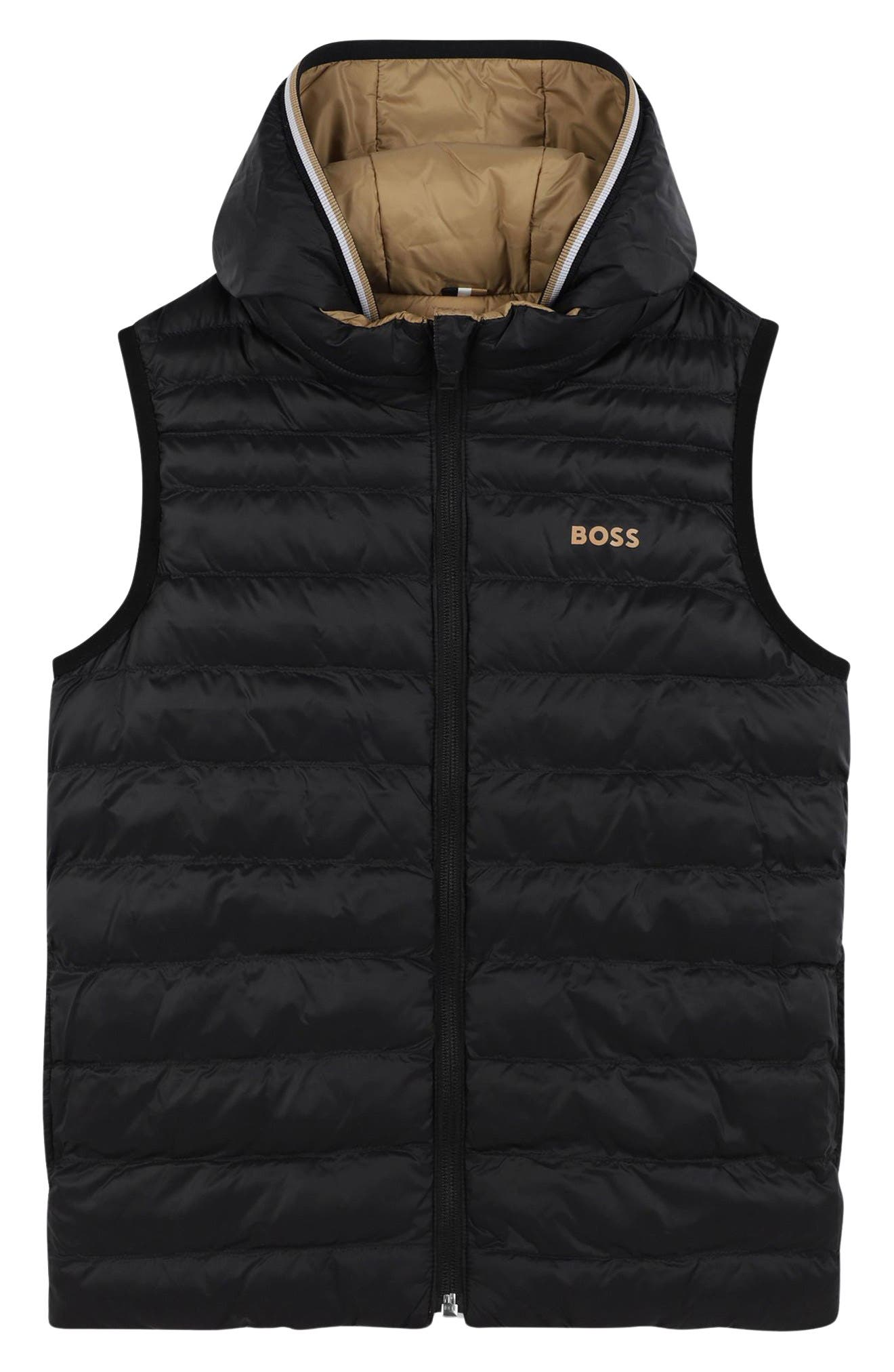 BOSS Kidswear Kids' Hooded Reversible Puffer Vest | Nordstrom