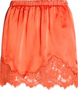 Re/Done Alexia Lace Trim Silk Blend Slip Miniskirt