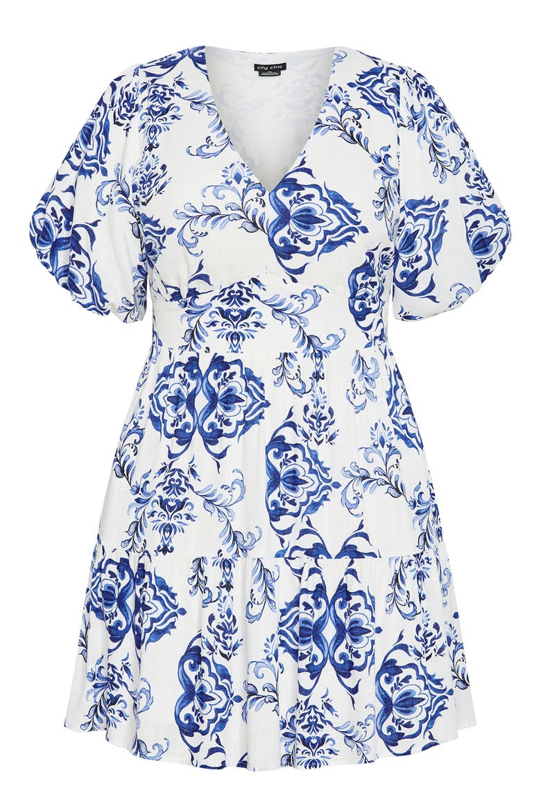 Winslow Print Puff Sleeve Dress, Main, color, WILLOW BIRD