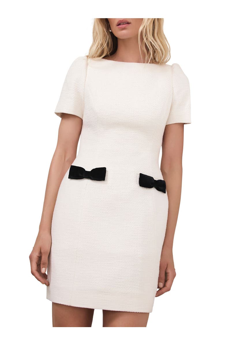 MINT VELVET Boucle Mini Shift Dress, Main, color, Cream