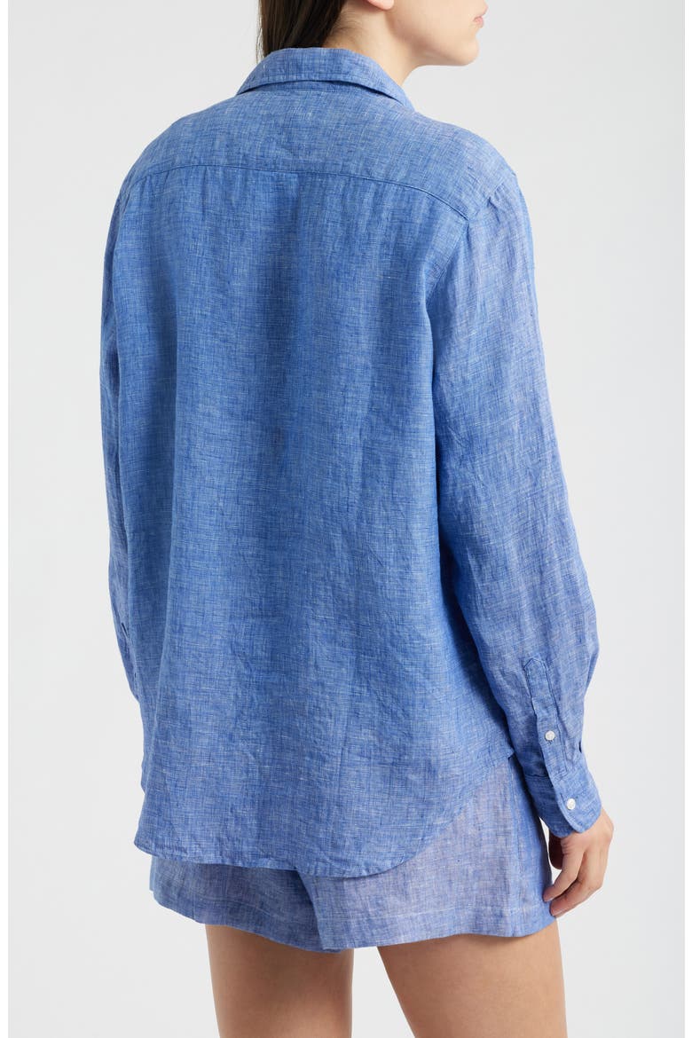 Relaxed Button-Up Shirt, Alternate, color, NAVY LINEN