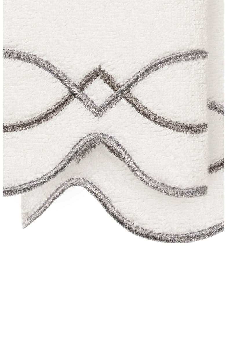 2-Piece Diamond Chain Embroidered Turkish Cotton Hand Towel Set, Alternate, color, WHITE/ GRAY