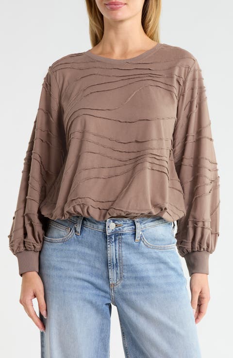 Ripple Knit Bubble Hem Top