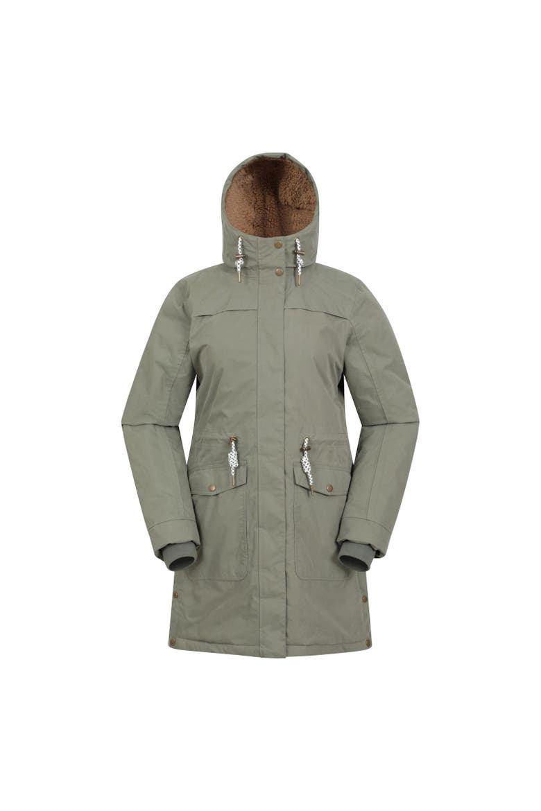 Acorn Waterproof Borg Lined Padded Parka, Main, color, Khaki Green