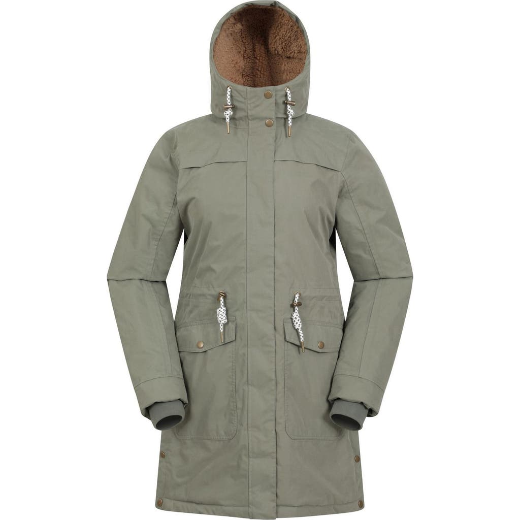 Mountain Warehouse Acorn Waterproof Borg Lined Padded Parka In Khaki Green