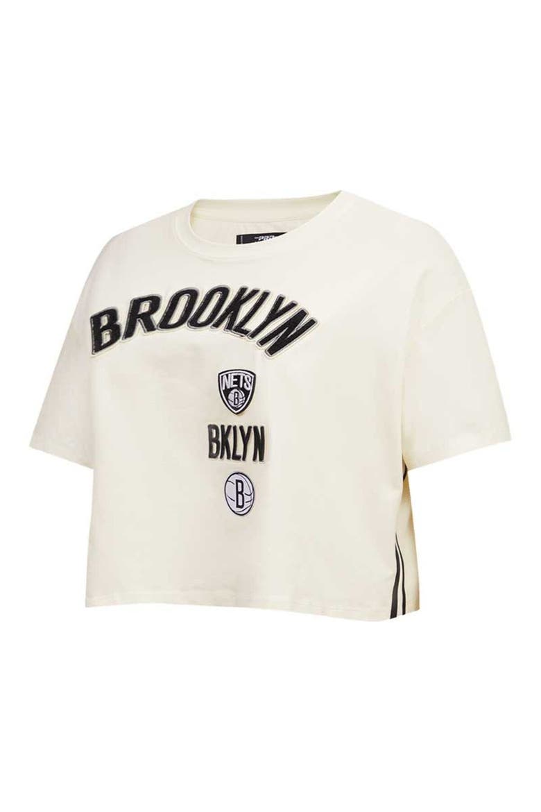 Women's Pro Standard Cream Brooklyn Nets Retro Classic Cropped Boxy T-Shirt, Alternate, color, Cream