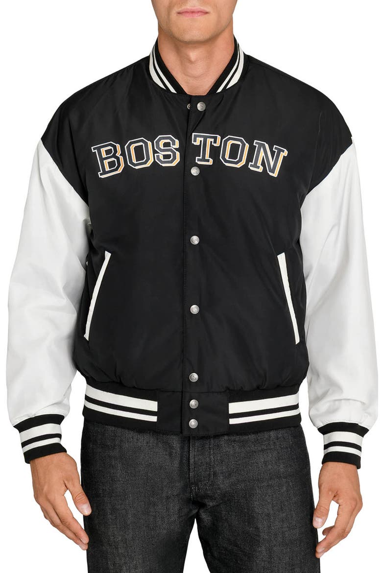 Boston Bruins Varsity Jacket, Main, color, BLACK