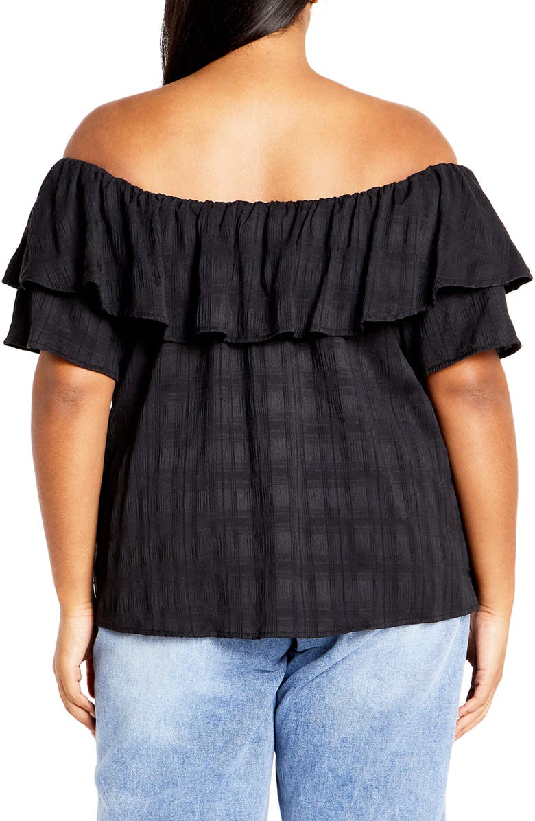 City Chic Christy Off the Shoulder Ruffle Top, Alternate, color,