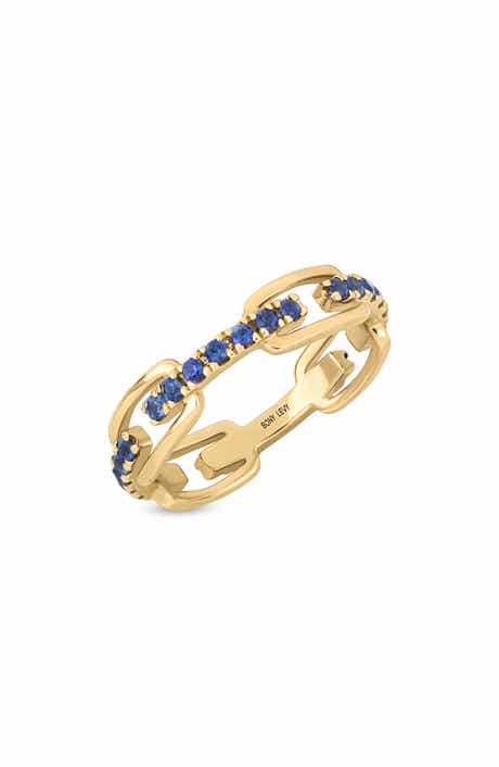 Bony Levy 18K Yellow Gold Sapphire Link Band Ring
