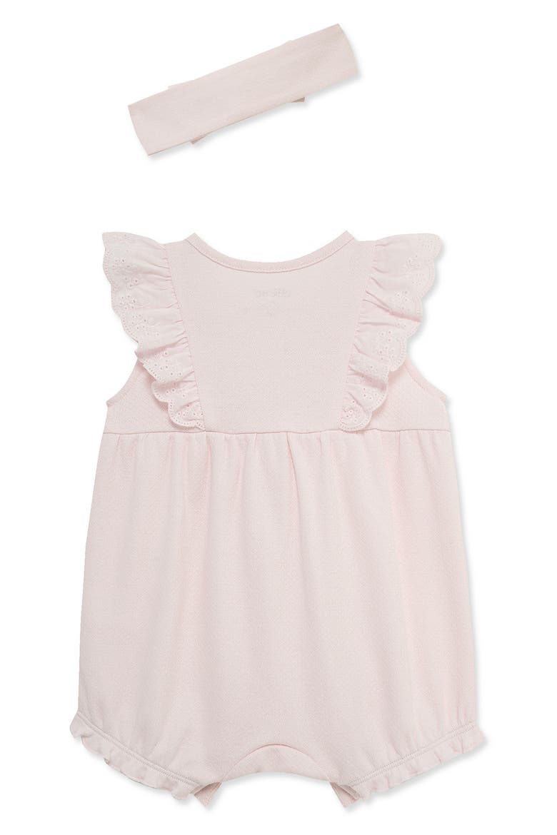 Ruffled Romper with Embroidered Details & Matching Headband Set, Alternate, color, LIGHT PINK