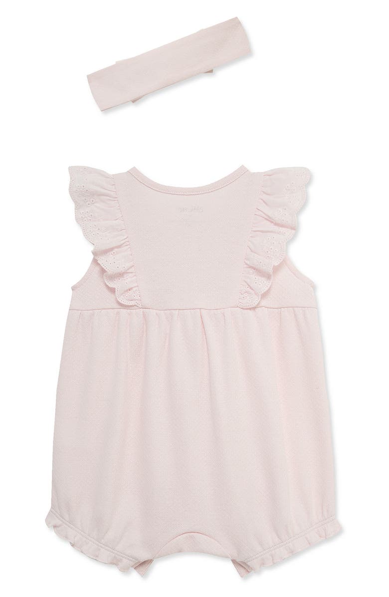 Little Me <p>Rosebud Romper & Headband Set <\/p>, Alternate, color, Light Pink