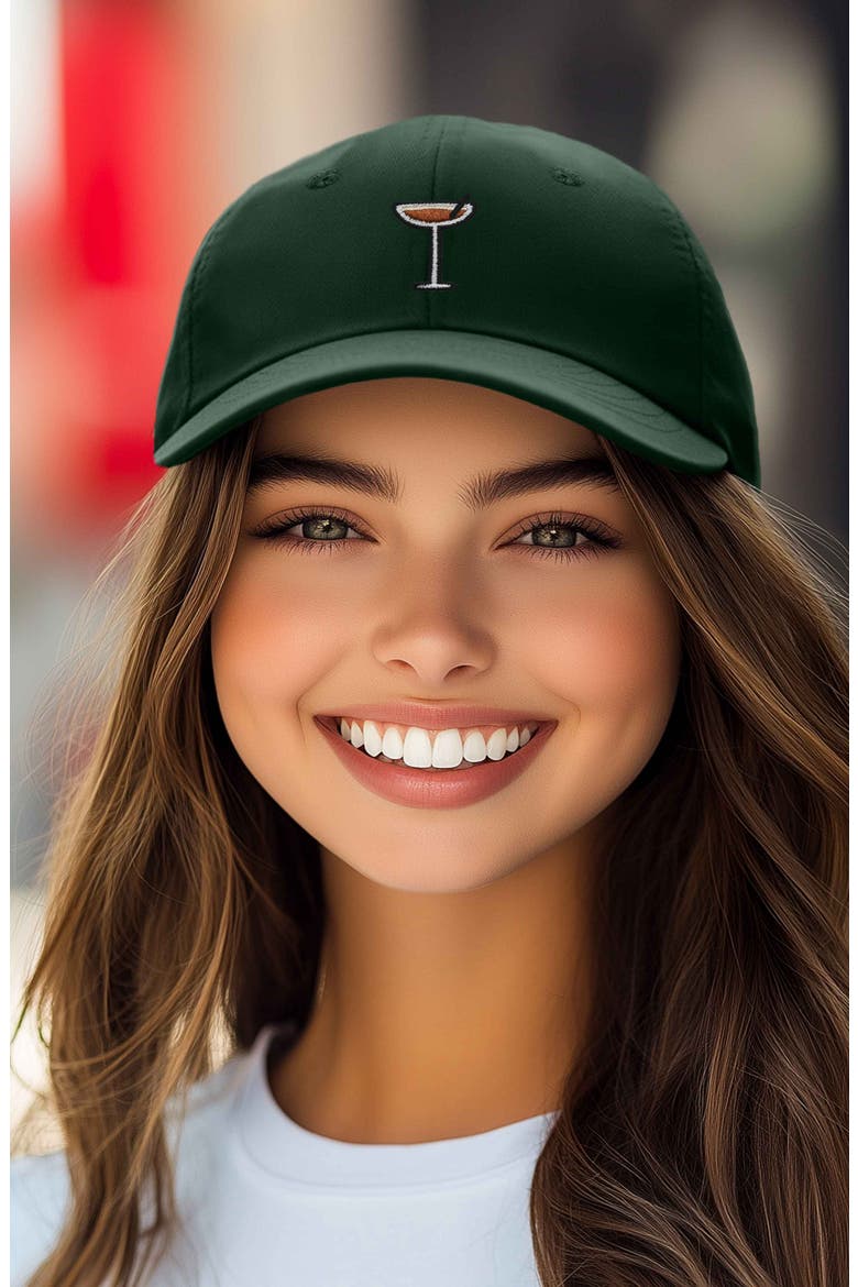 Espresso Martini Embroidered Hat, Alternate, color, Dark Green