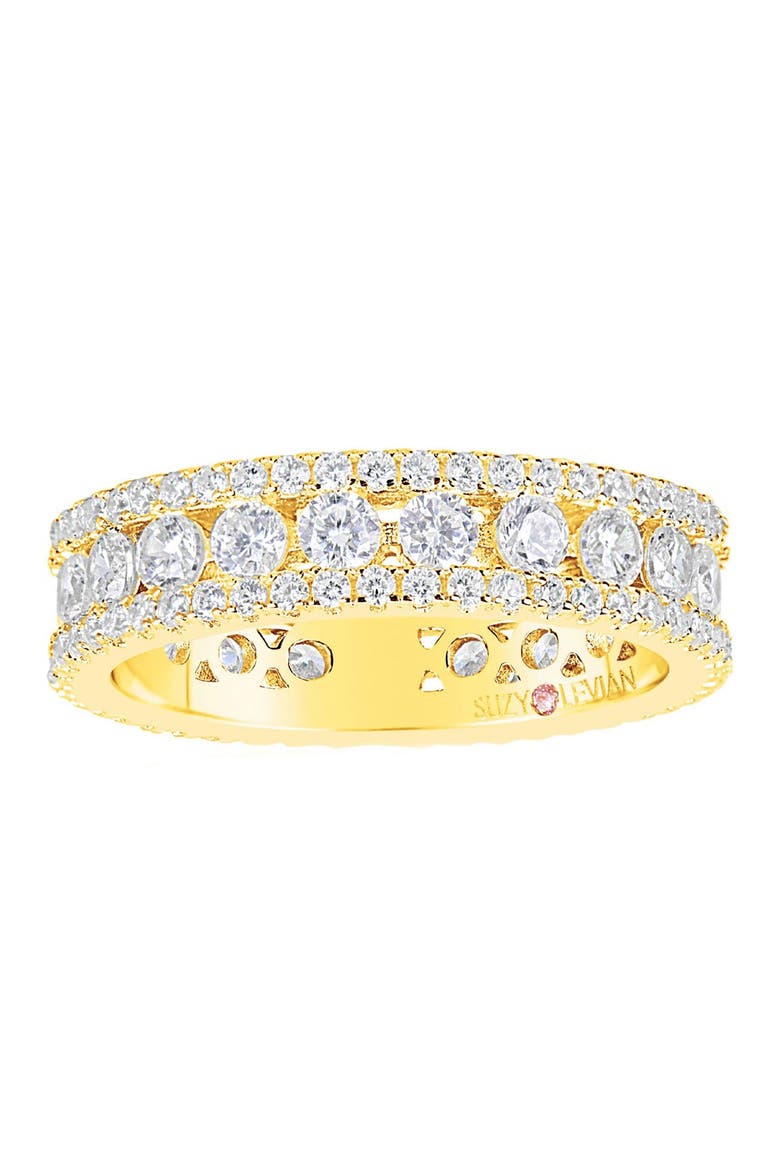 14K Gold CZ Modern Eternity Band, Main, color, YELLOW