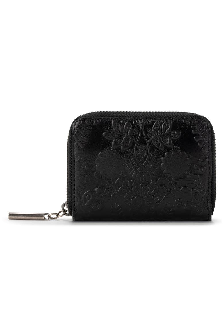 Iris Medium Zip Wallet, Alternate, color, BLACK FLORAL EMBOSSED