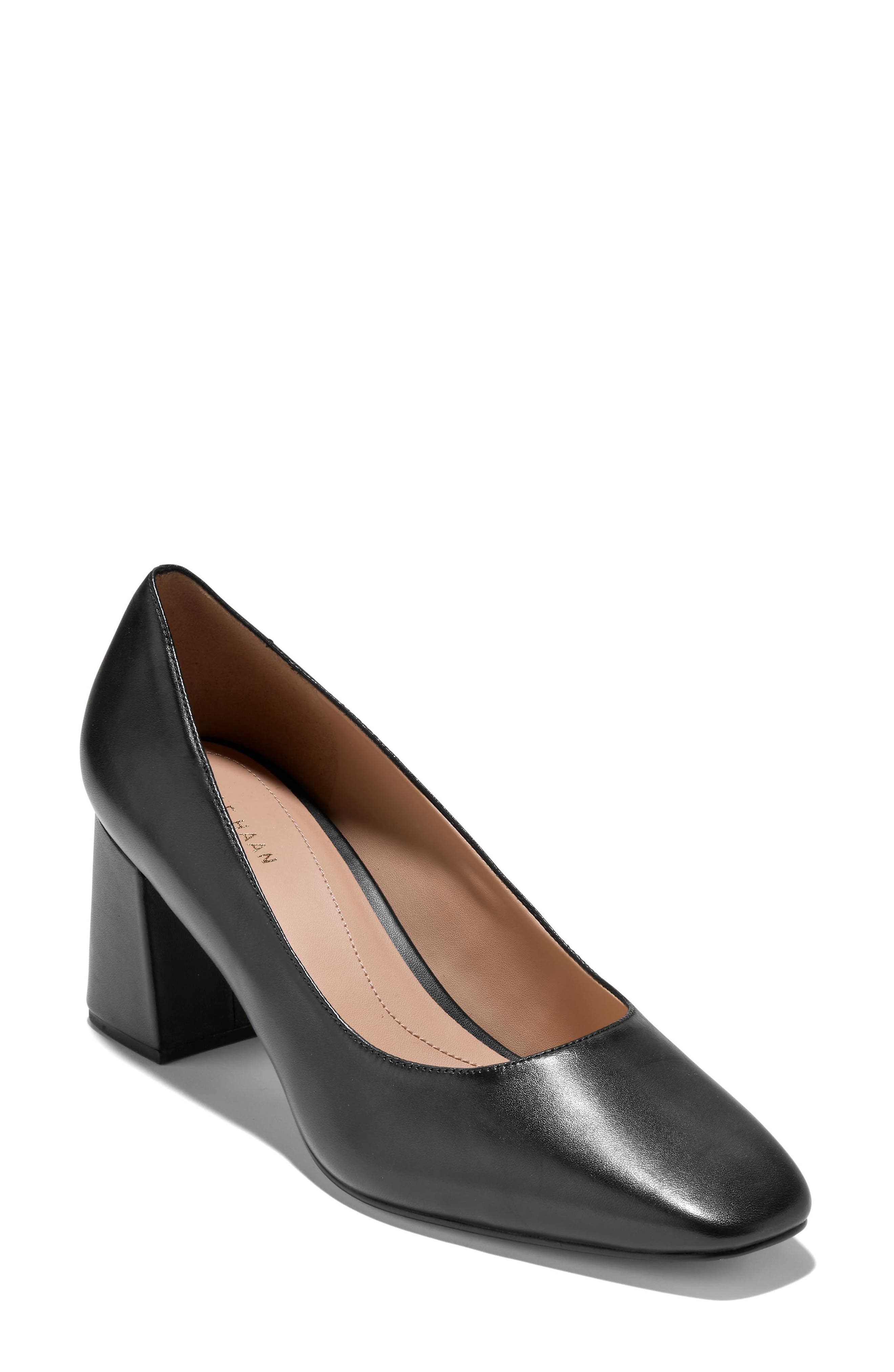 Anamaria Leather Pump, Main, color, BLACK LEATHER
