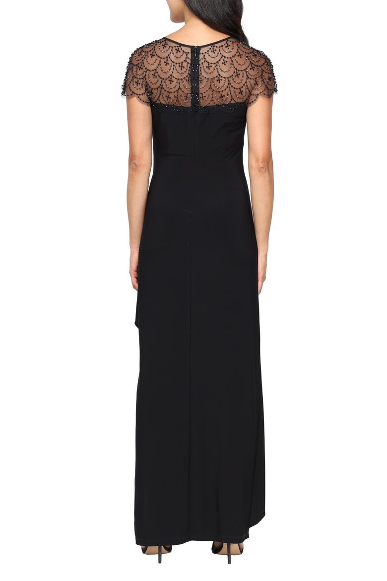 Embellished Jersey Evening Gown, Alternate, color, BLACK